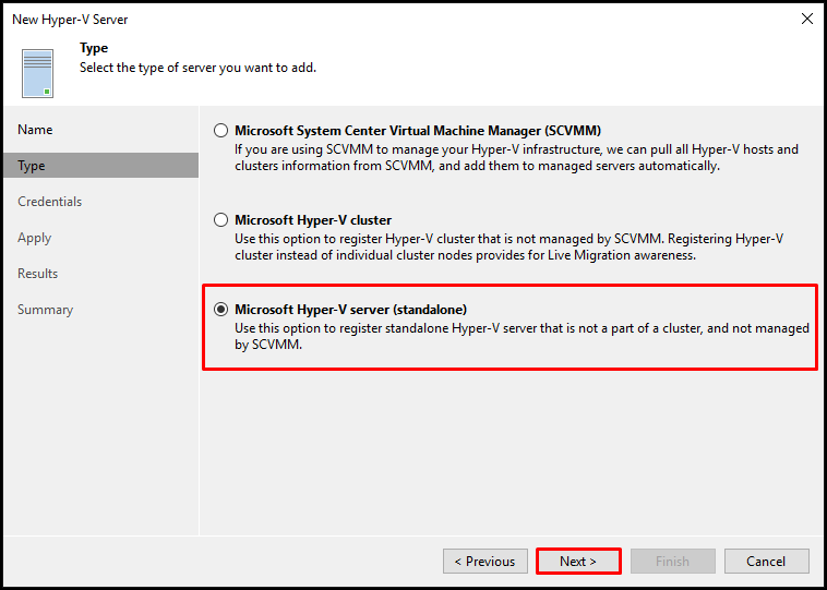 Veeam Backup & Replication v9.5 Update 4 (Hyper-V Server) Host Ekleme