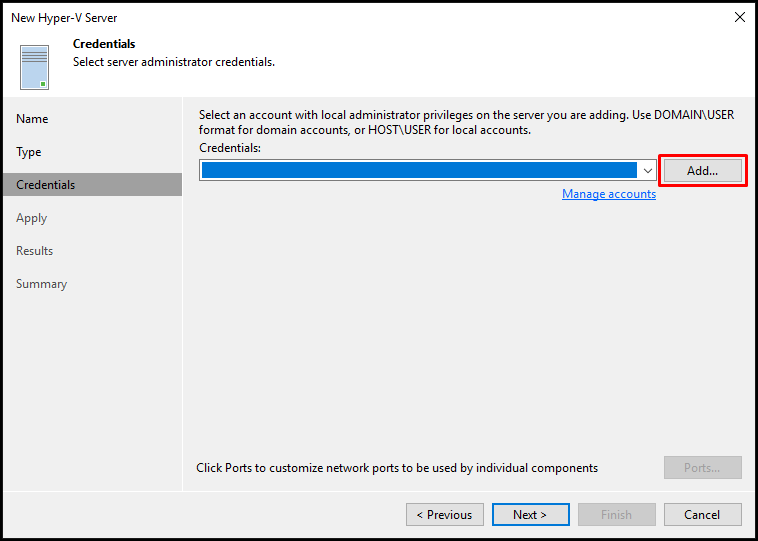 Veeam Backup & Replication v9.5 Update 4 (Hyper-V Server) Host Ekleme