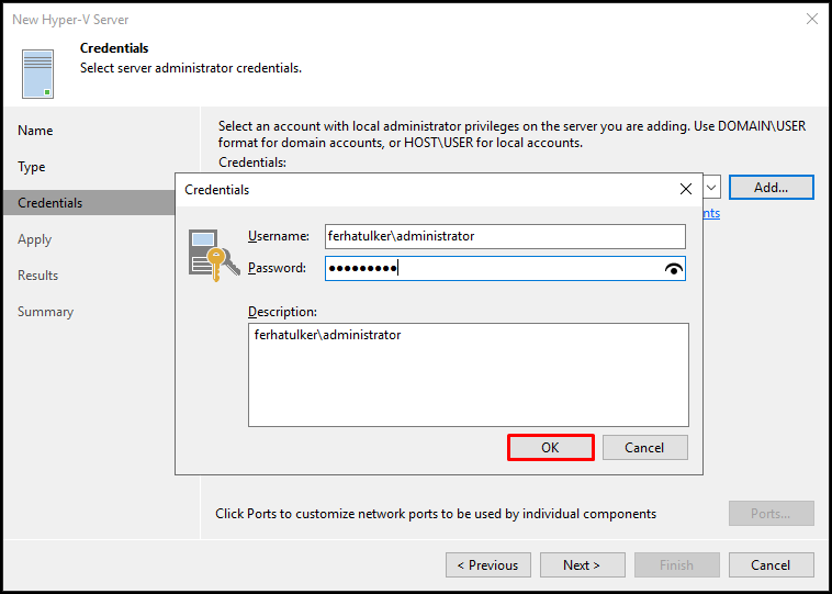 Veeam Backup & Replication v9.5 Update 4 (Hyper-V Server) Host Ekleme