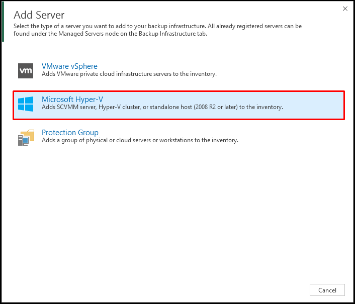 Veeam Backup & Replication v9.5 Update 4 (Hyper-V Server) Host Ekleme
