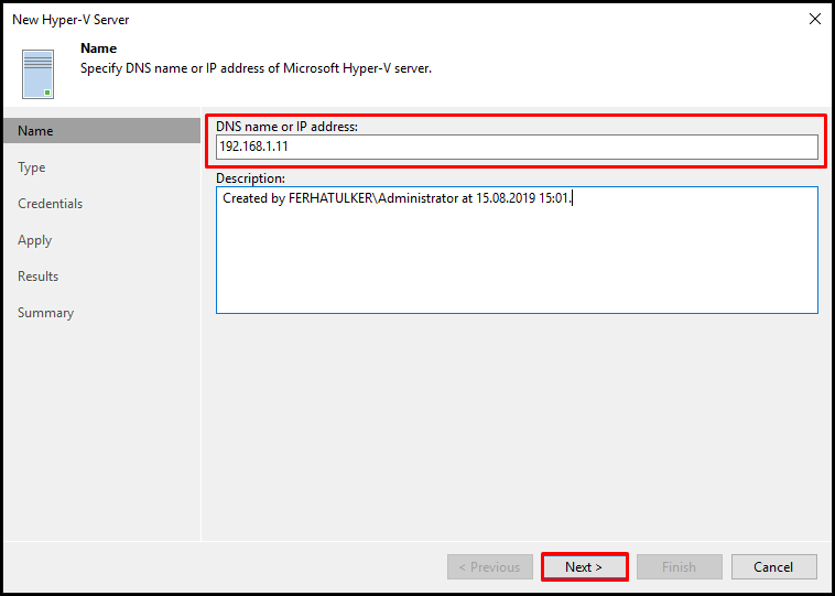 Veeam Backup & Replication v9.5 Update 4 (Hyper-V Server) Host Ekleme
